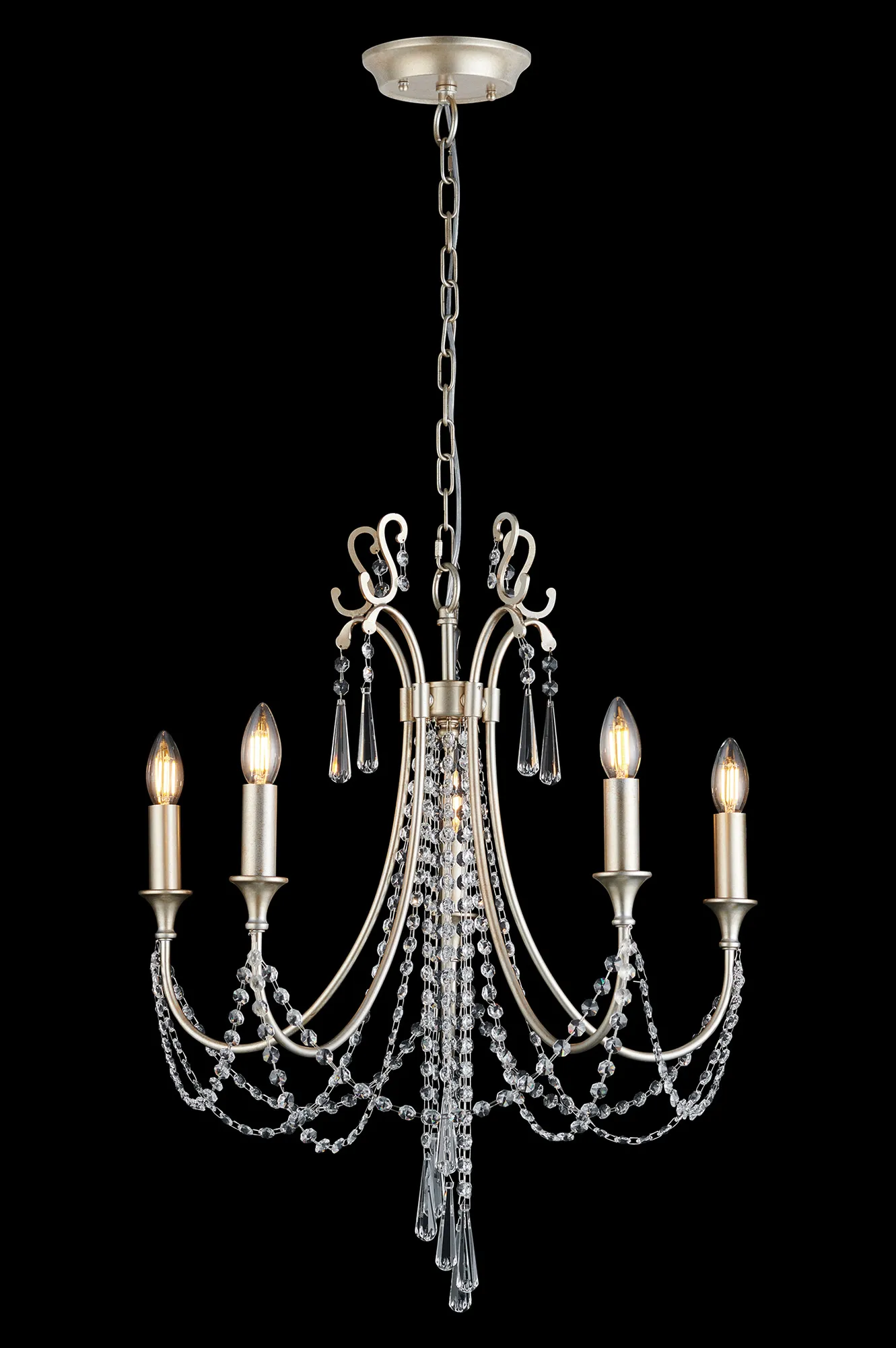 IL31844  Celine Pendant Chandelier 5 Light E14 Aged Silver